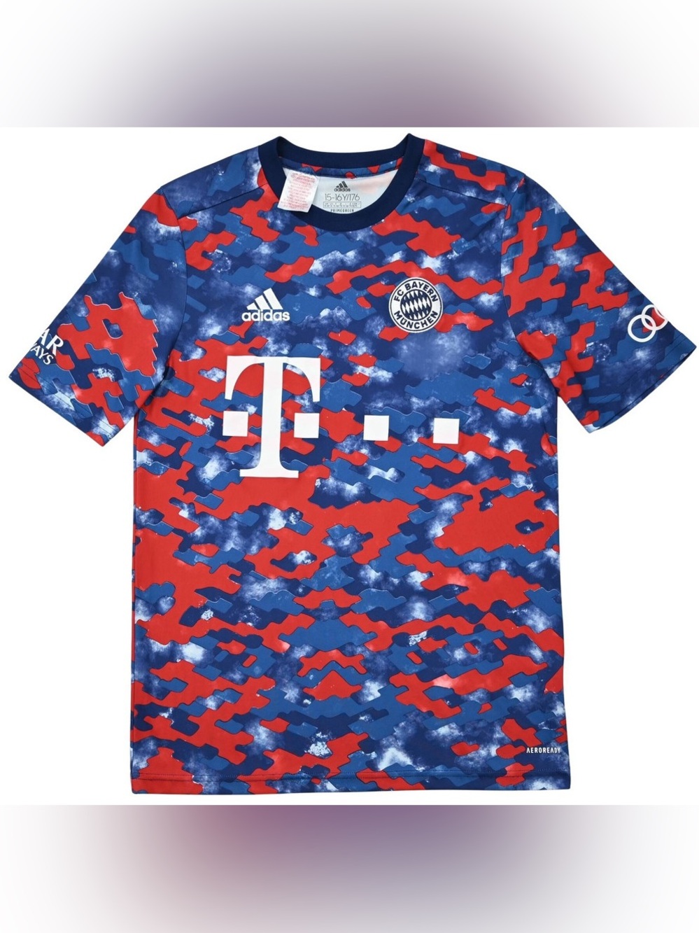 FC Bayern Munchen 2021-22 Pre-Match Jersey Adidas Blue Red Size S NWT